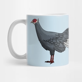 Blue eared pheasant bird cartoon illustration Mug